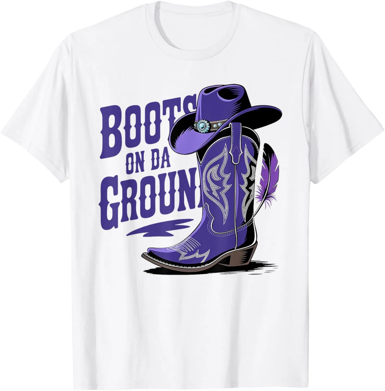 Boots On The Ground Boot Cowboy Purple Western Country Music T-Shirt