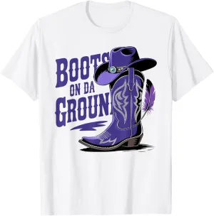 Boots On The Ground Boot Cowboy Purple Western Country Music T-Shirt