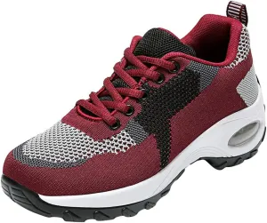 BORAMAX Running Shoes Women Tennis Shoes Lace Up Sneakers Shoes Breathable On Solid Slip Casual Womens Fashion Lightweight