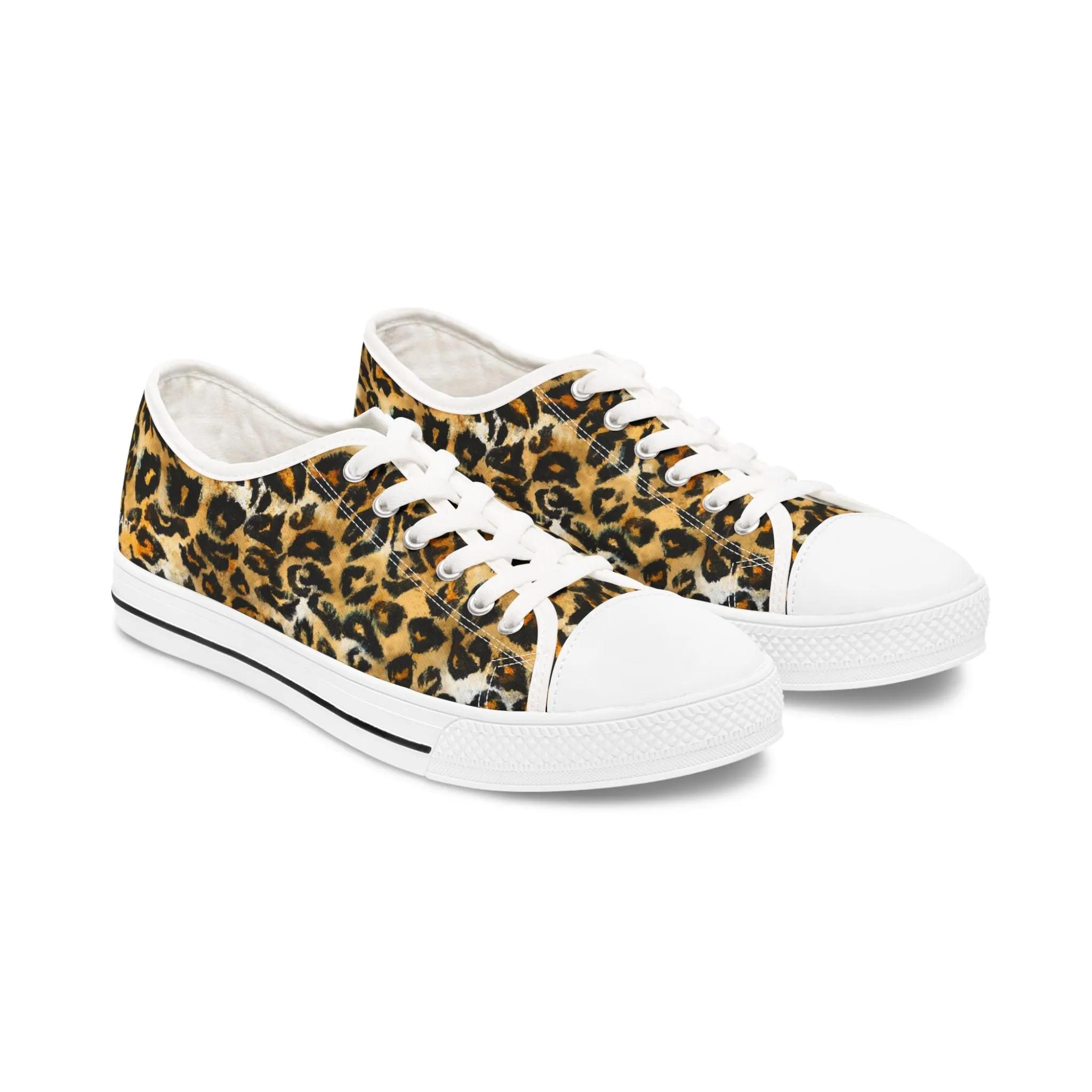 Brown Leopard Print Women's Sneakers, Animal Print Women's Sneakers, Best Low Top Sneakers (US Size: 5.5-12)