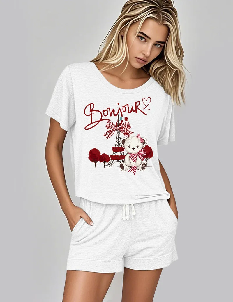 Casual Comfort Teddy Print T-Shirt Set