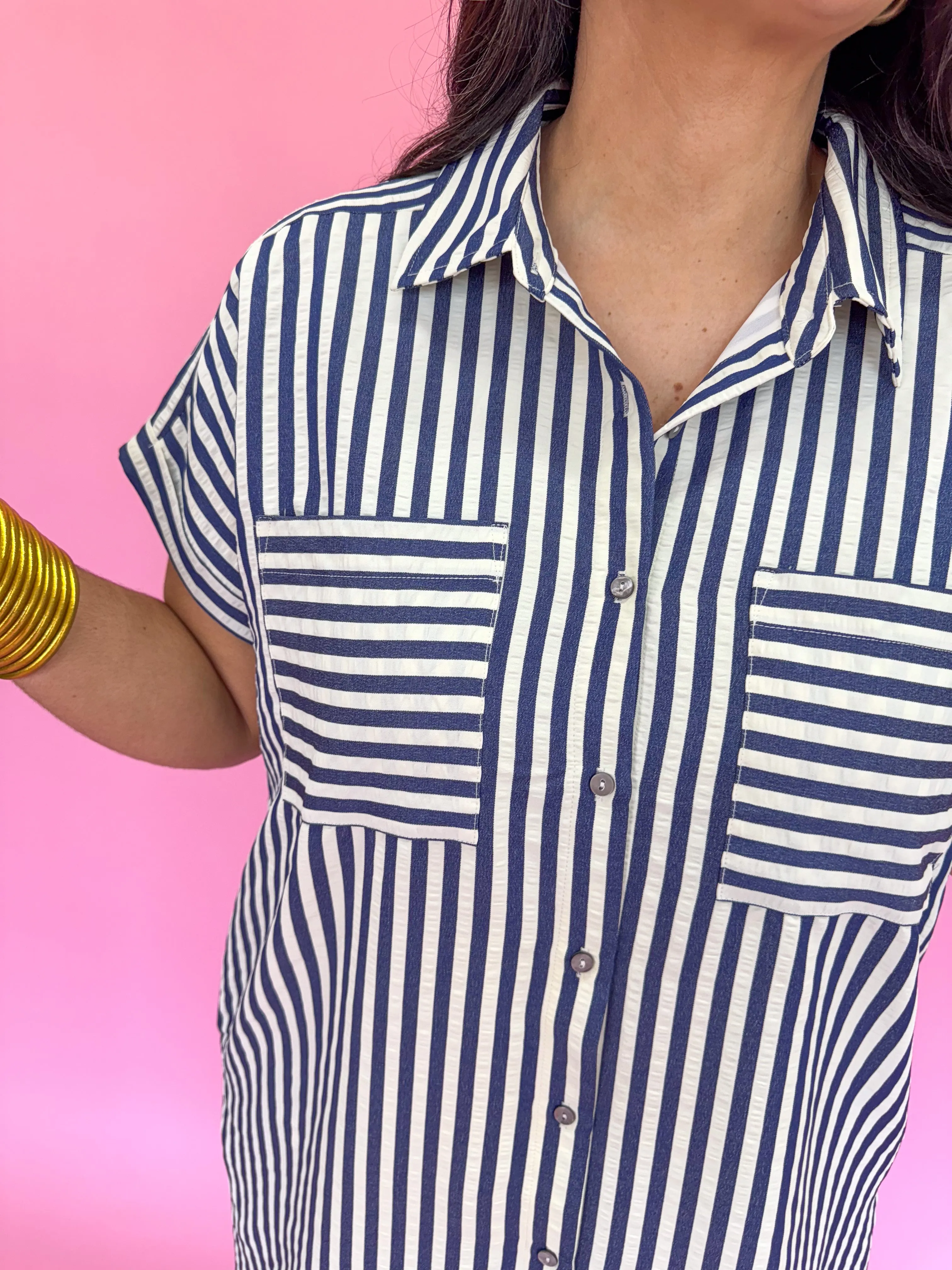 Charleston Charm Stripe Dress - Navy