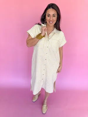 Charleston Charm Stripe Dress - Taupe