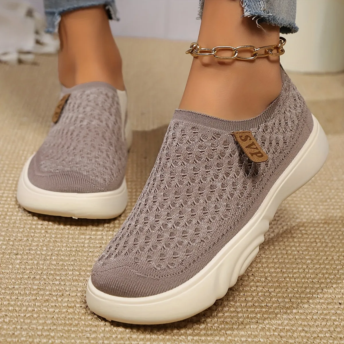 Comfortabele slip-on schoenen met zachte zool, ronde teenontwerp voor alle seizoenen