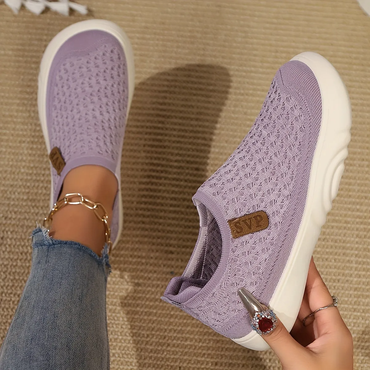 Comfortabele slip-on schoenen met zachte zool, ronde teenontwerp voor alle seizoenen