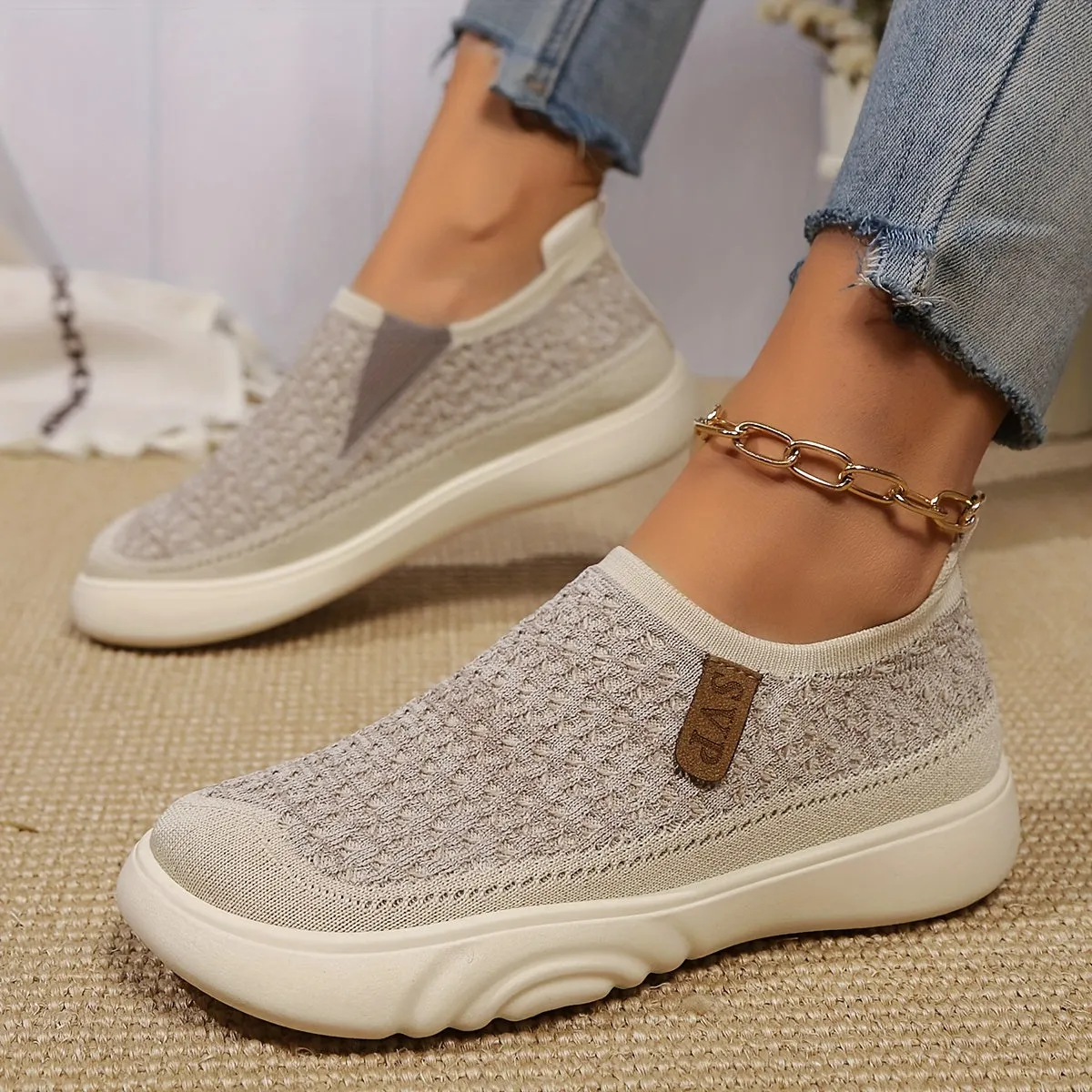 Comfortabele slip-on schoenen met zachte zool, ronde teenontwerp voor alle seizoenen