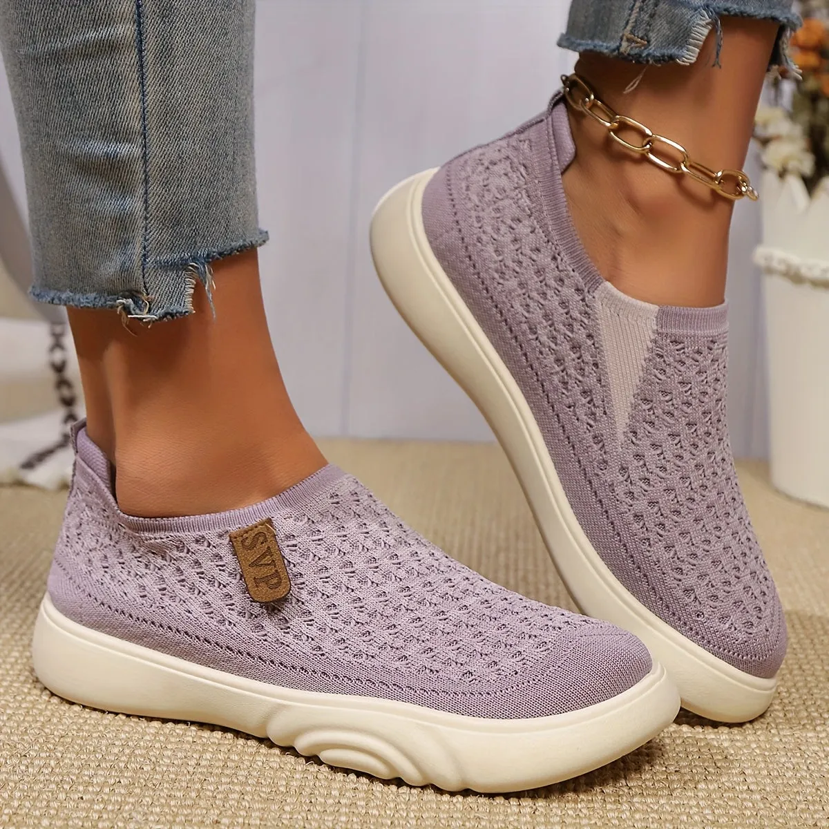 Comfortabele slip-on schoenen met zachte zool, ronde teenontwerp voor alle seizoenen