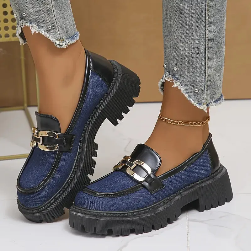 Dames Preppy Loafers - Slip-on met rubberen zool & geometrisch ontwerp
