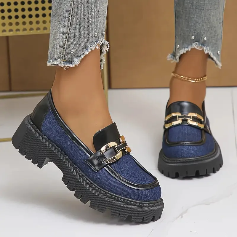 Dames Preppy Loafers - Slip-on met rubberen zool & geometrisch ontwerp