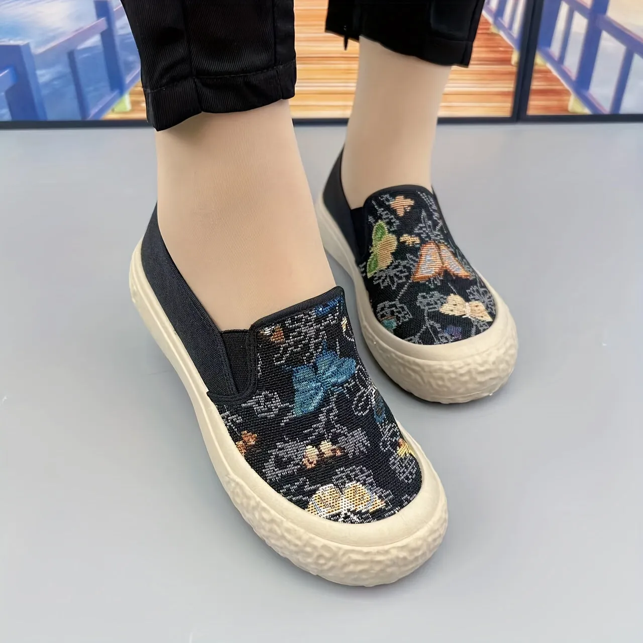 Dames slip-on loafers-comfortabel, licht en modieus met patroon