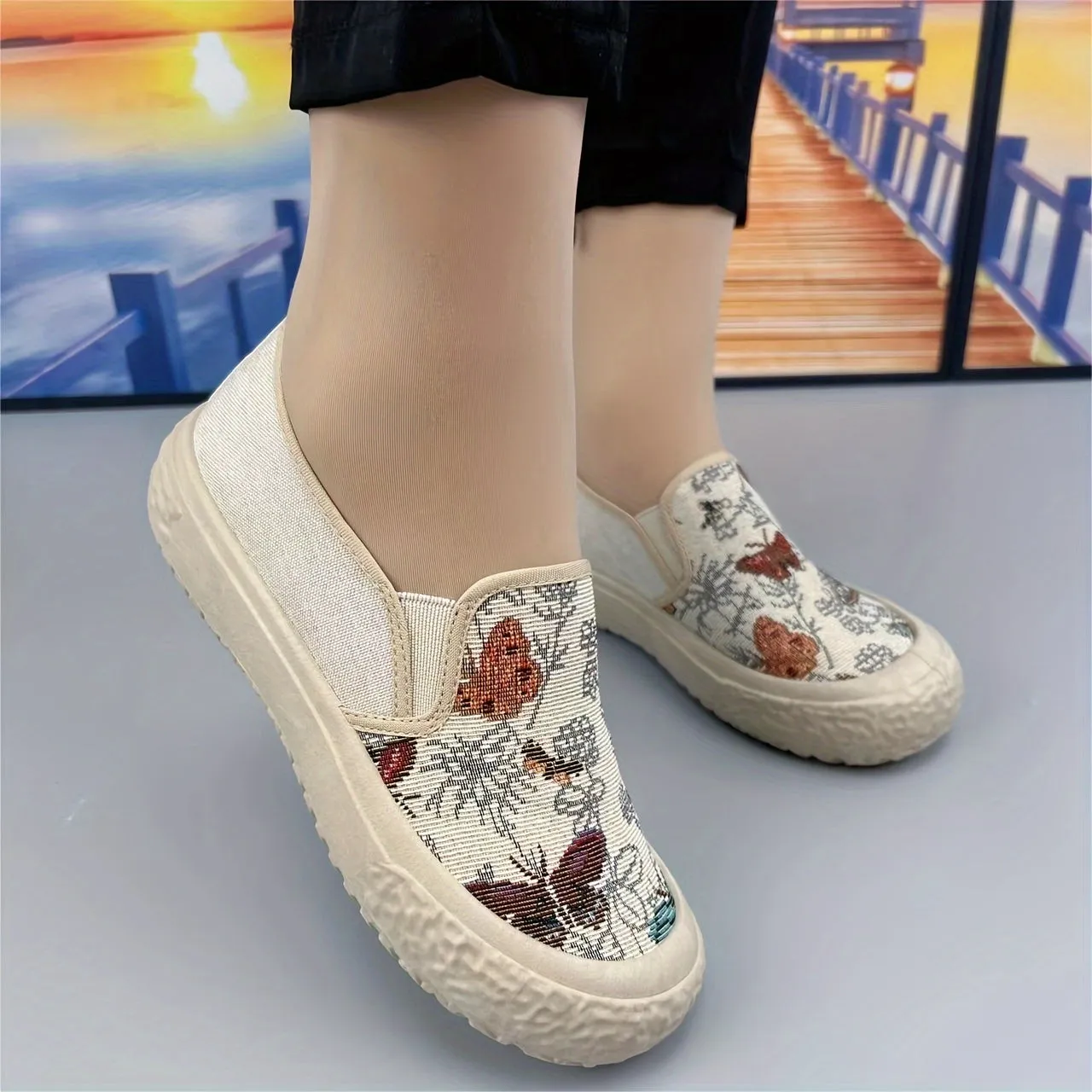 Dames slip-on loafers-comfortabel, licht en modieus met patroon