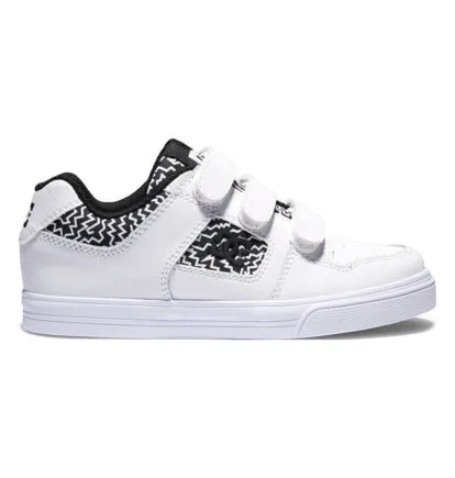 DC Pure V White w/ Black Velcro Slip On Shoes : Size 10.5 to 4.5