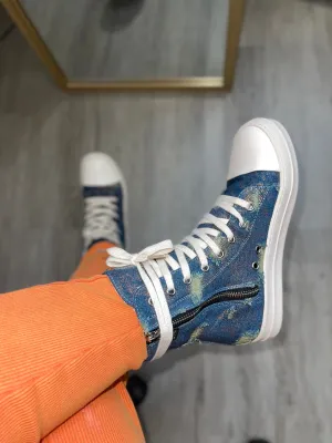 Distressed denim sneaker