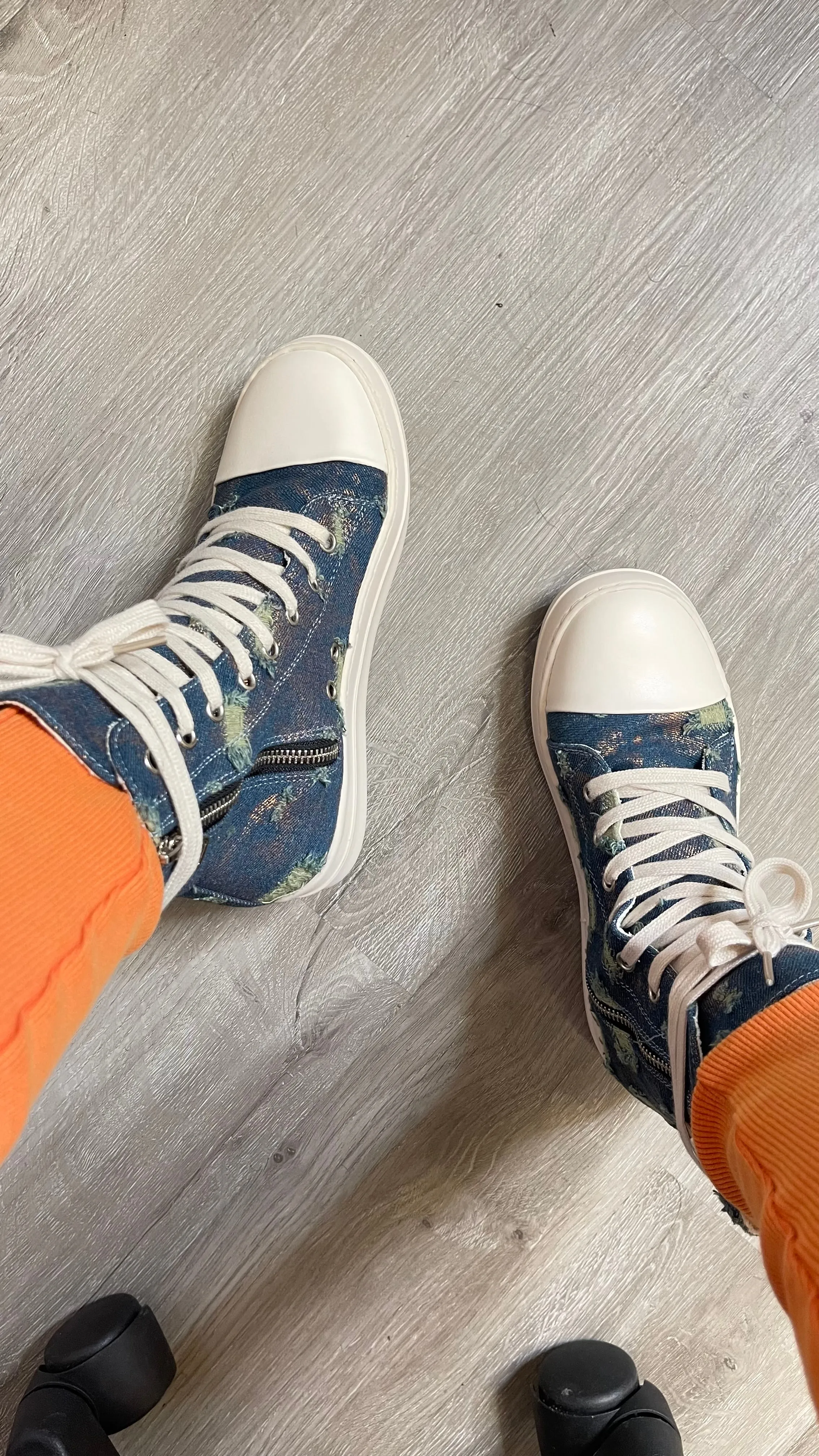 Distressed denim sneaker