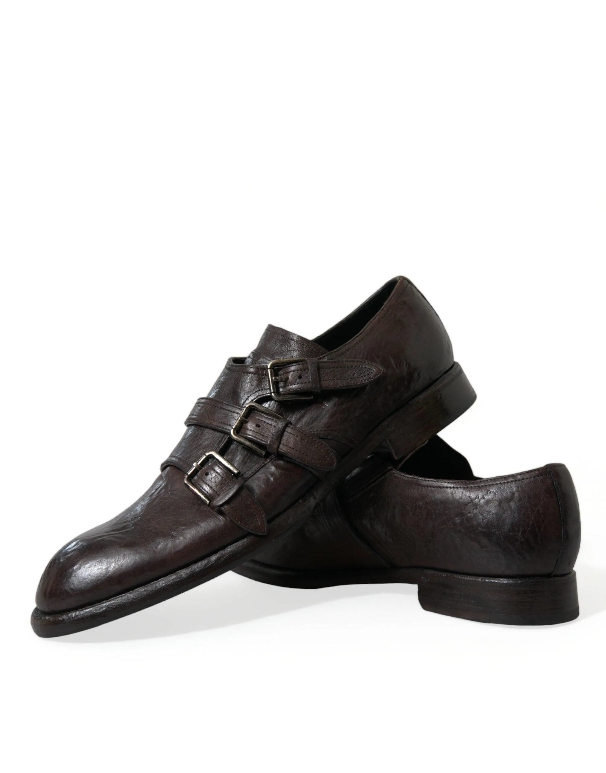 Dolce & Gabbana Elegant Triple Buckle Leather Dress Sko