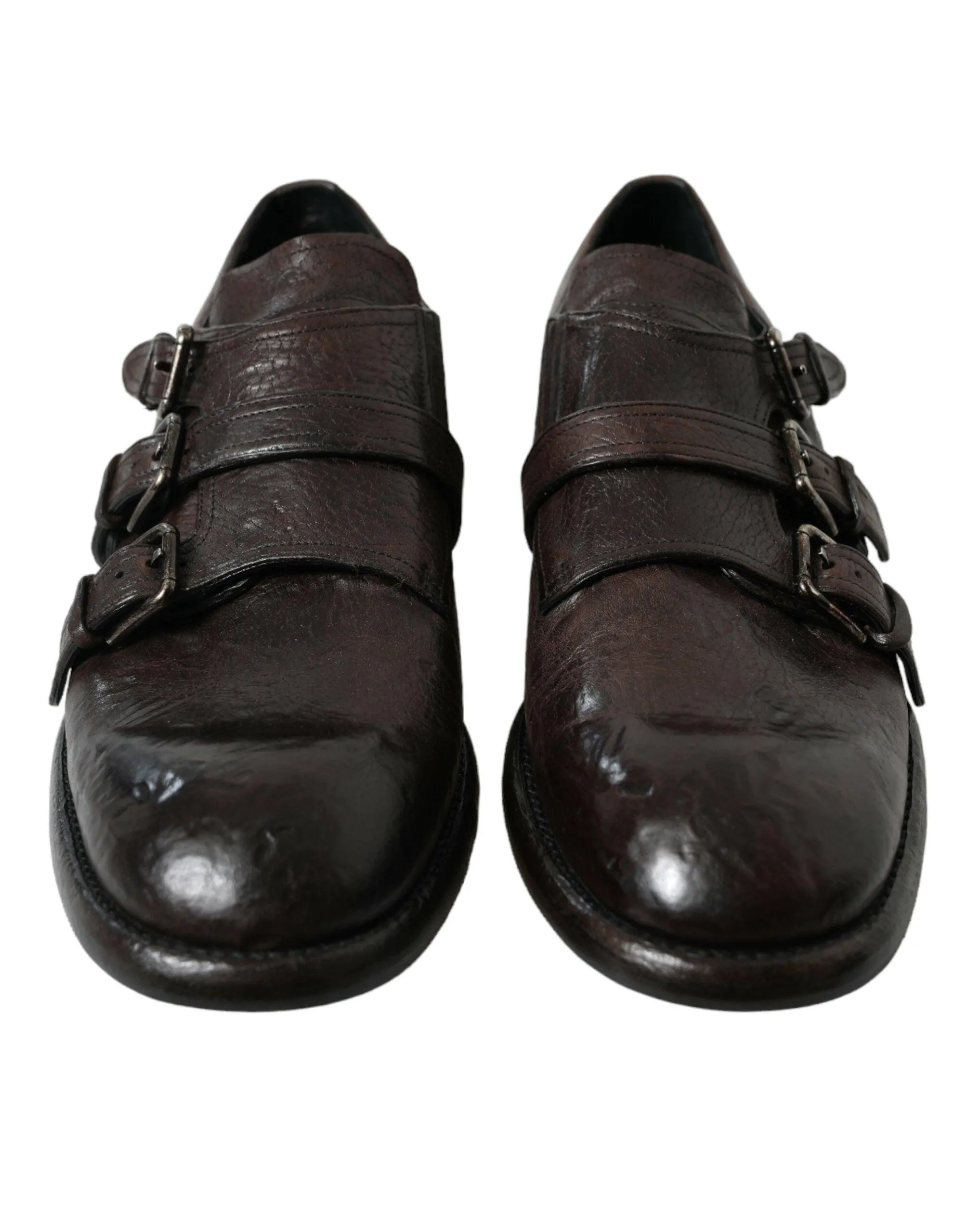 Dolce & Gabbana Elegant Triple Buckle Leather Dress Sko