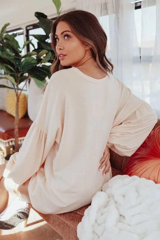 FANTASTIC FAWN!TRANCE BubbleSleeve V-Neck Sweatshirt Tunic Dress