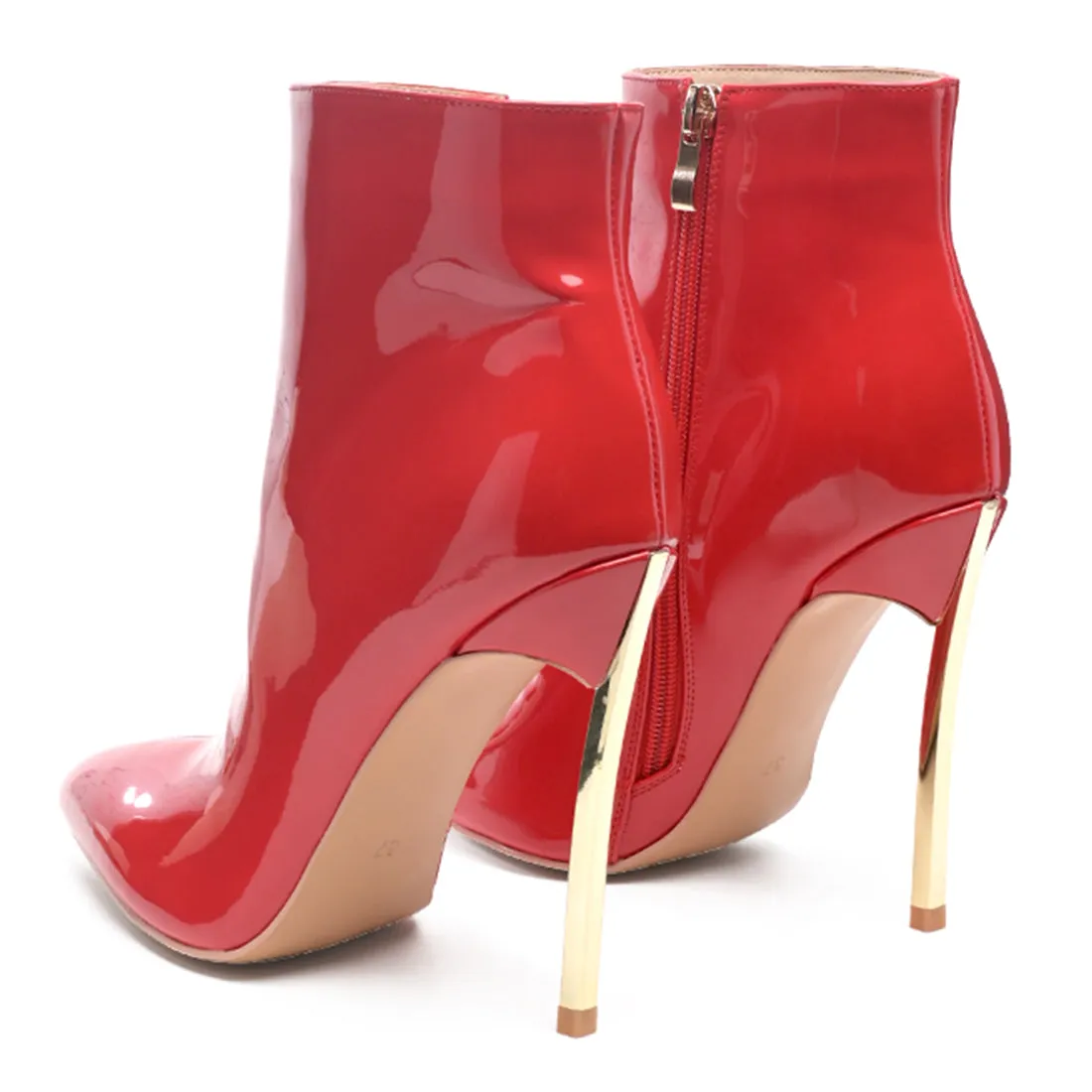 High Patent PU Stiletto Boots in Red