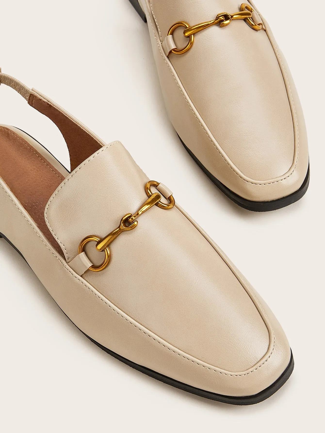 Horsebit Decor Slingback Loafers
