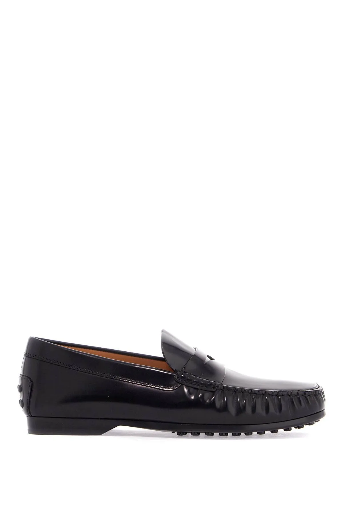 men's black calfskin loafers with elegant insert and rubber sole XXM31L00640U14 NERO