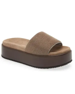 Monili Flatform Slide Sandal in Rose Gold