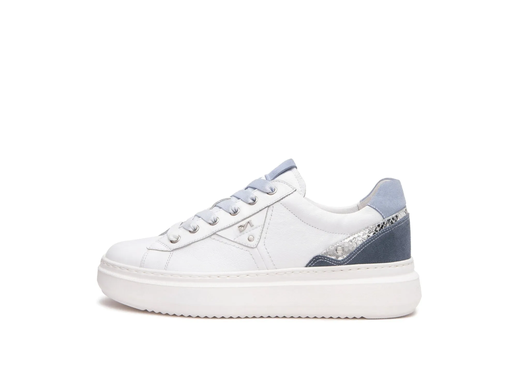 NeroGiardini White And Blue Platform Trainer|E513040D70