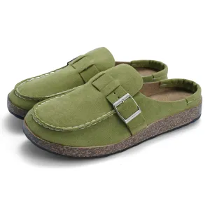 NEW Zodanni Mules for Women Backless Loafers Slip on Flat Shoes Open Back Slippers, Green, Sz 9.5