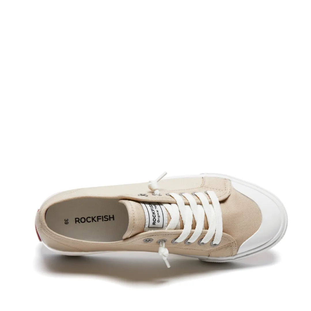Original Beige 745 Ladies low top, lazy-lace canvas sneakers for women