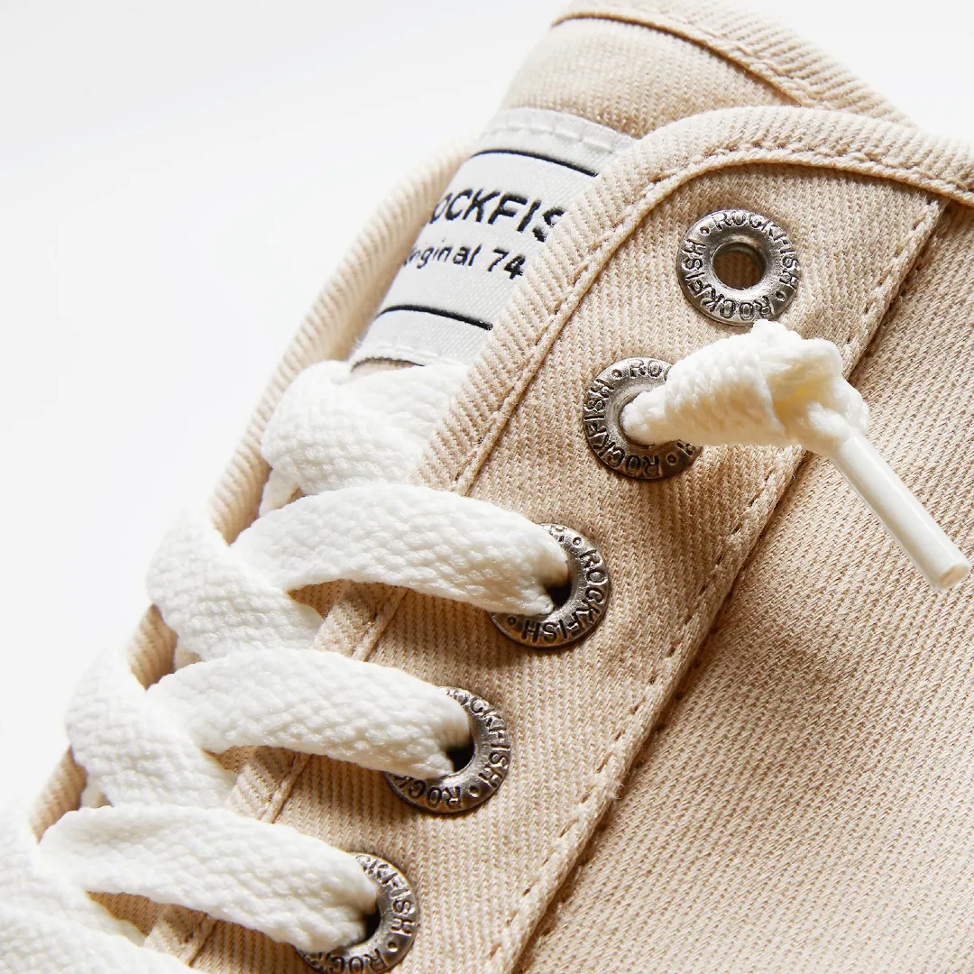 Original Beige 745 Ladies low top, lazy-lace canvas sneakers for women