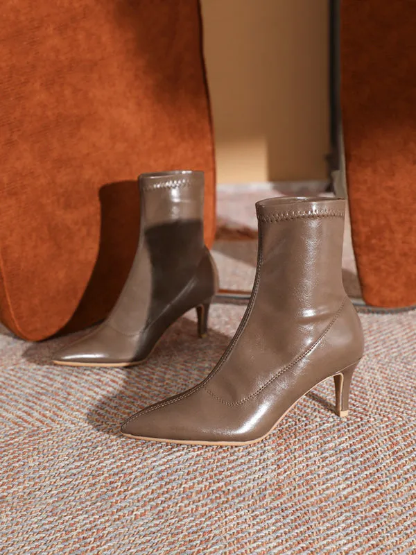 Pointed-Toe Split-Joint Sock Boots Boots