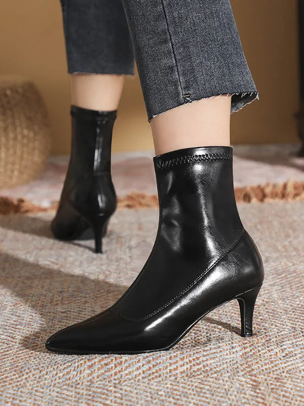 Pointed-Toe Split-Joint Sock Boots Boots