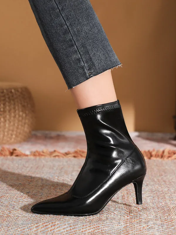 Pointed-Toe Split-Joint Sock Boots Boots