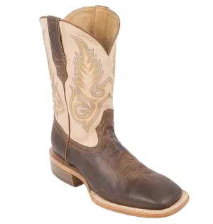 R. Watson 11" Men's Ivory & Mad Brown Wide Square Toe Western Boot