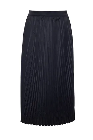 The Sarah Pleated Satin Skirt | Black