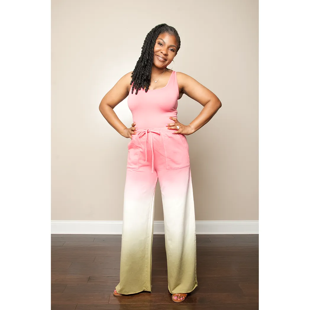 Tie Dye Desert Rose and Olive Sweatpants Set