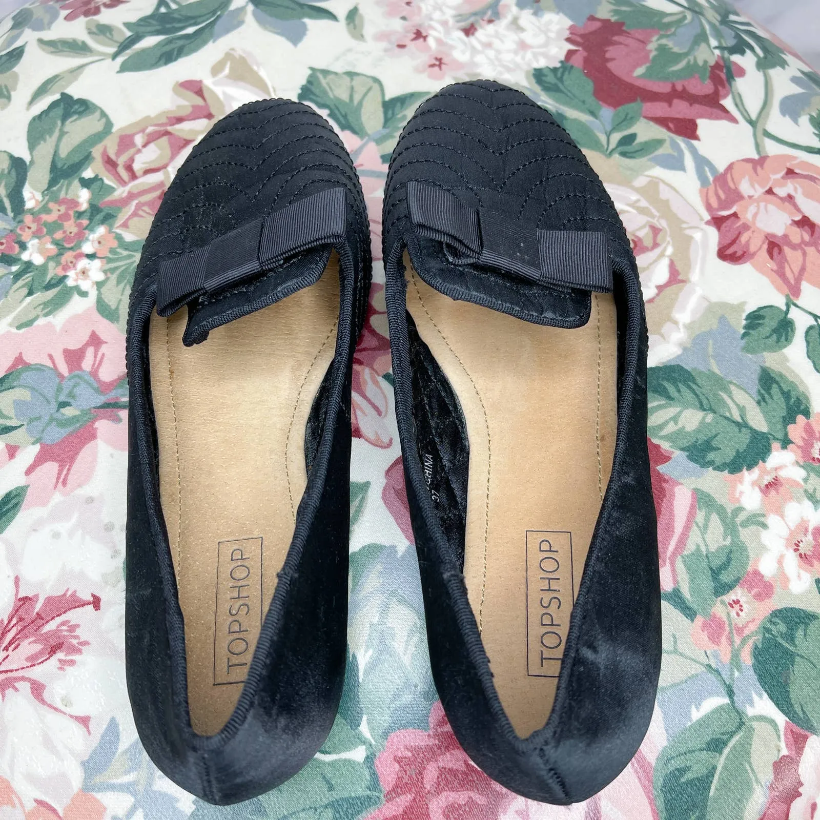 Topshop | Black Silk Stitch Loafers | 37 (6)