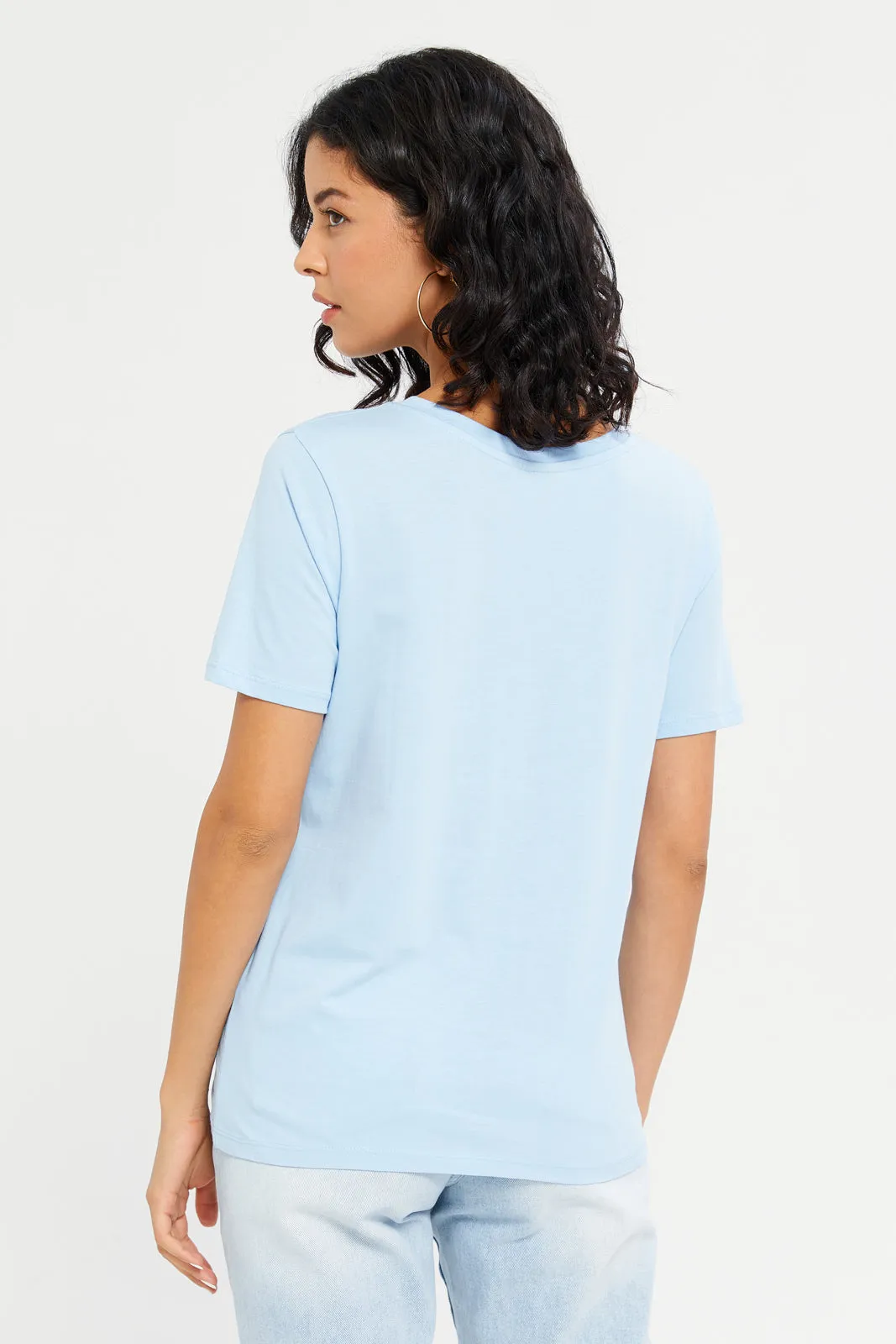 Women Blue Peanuts Printed T-Shirt