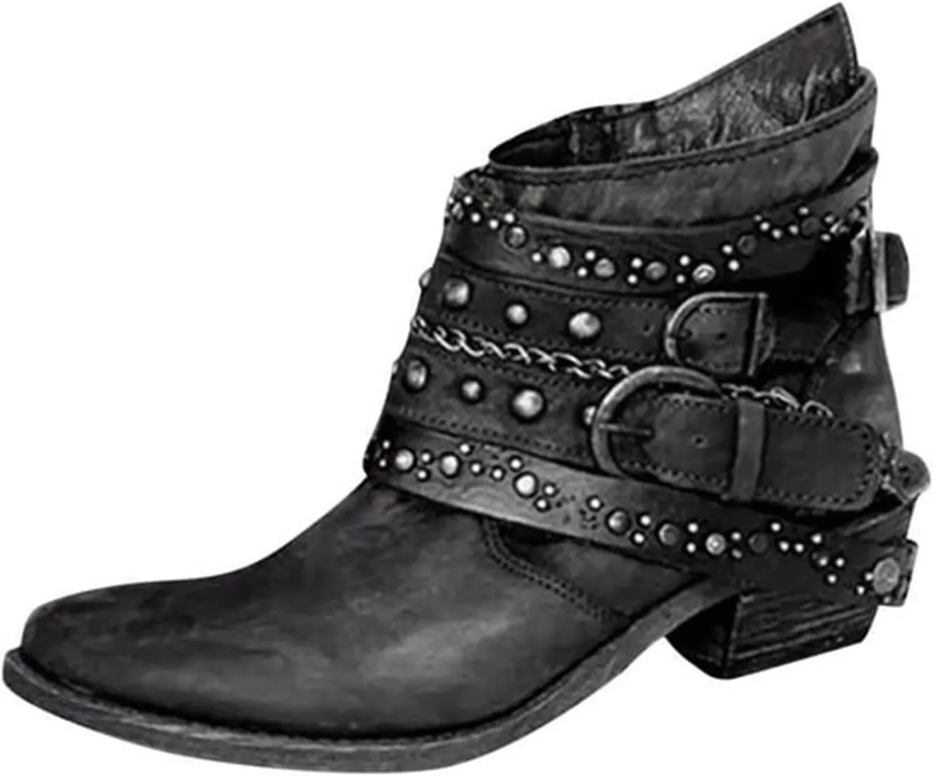 Womens Winter Boots Ankle Black Dress Booties for Women Women Suede Boots Wide Boot for Men Comfortable and Soft Lightweight Slip on Pointed Toe Chunky Stacked Heel