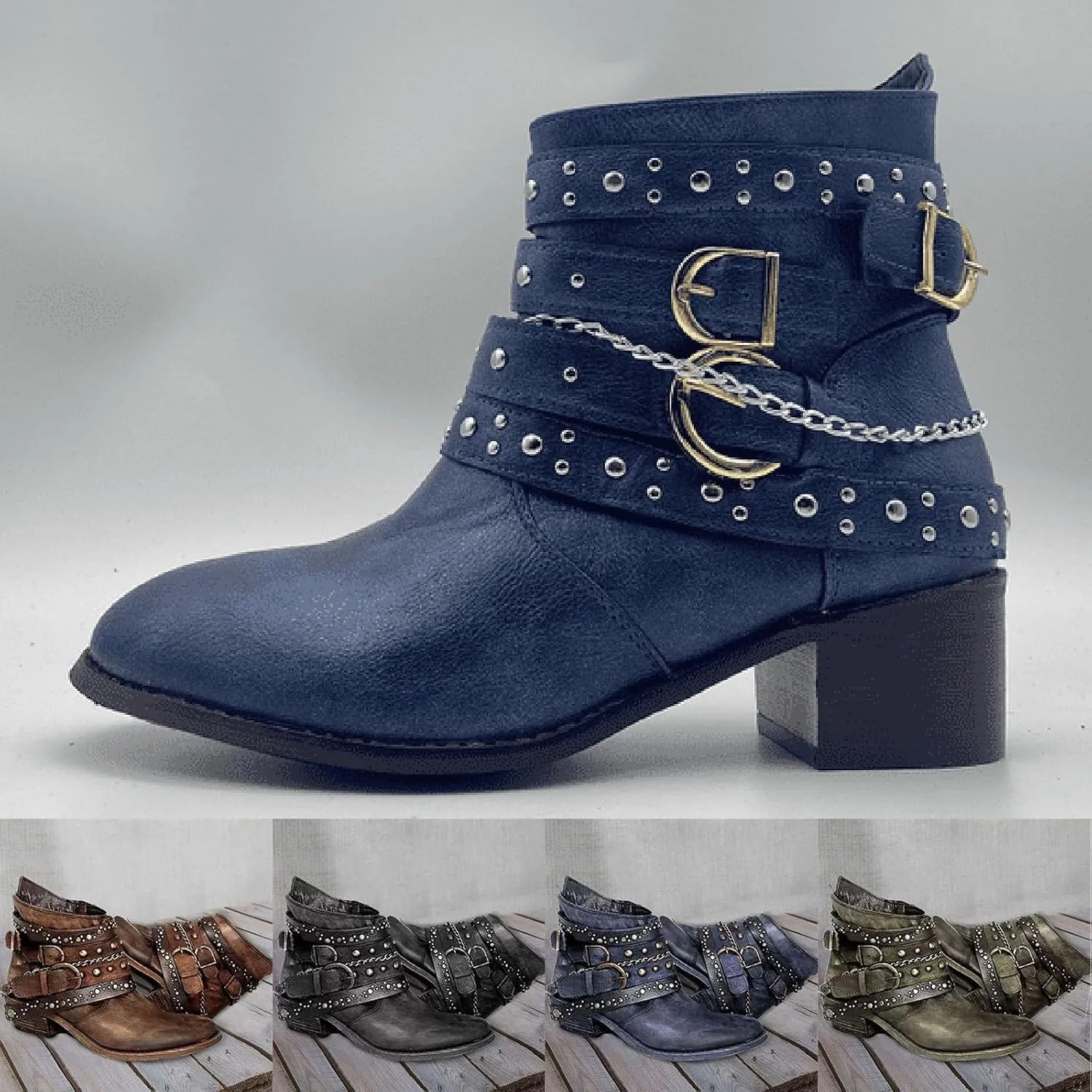 Womens Winter Boots Ankle Black Dress Booties for Women Women Suede Boots Wide Boot for Men Comfortable and Soft Lightweight Slip on Pointed Toe Chunky Stacked Heel