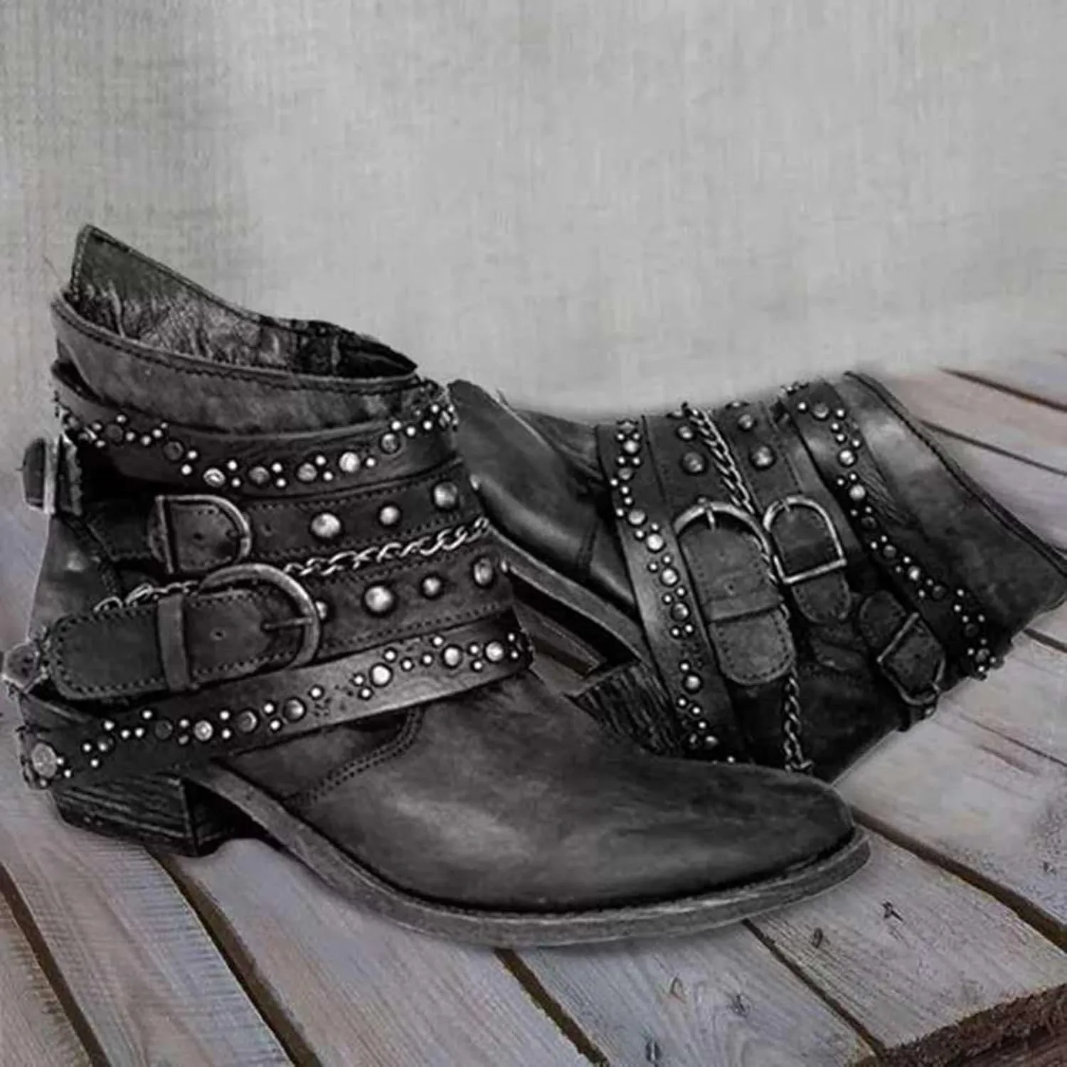 Womens Winter Boots Ankle Black Dress Booties for Women Women Suede Boots Wide Boot for Men Comfortable and Soft Lightweight Slip on Pointed Toe Chunky Stacked Heel