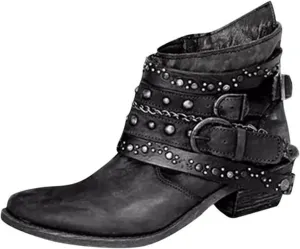 Womens Winter Boots Ankle Black Dress Booties for Women Women Suede Boots Wide Boot for Men Comfortable and Soft Lightweight Slip on Pointed Toe Chunky Stacked Heel