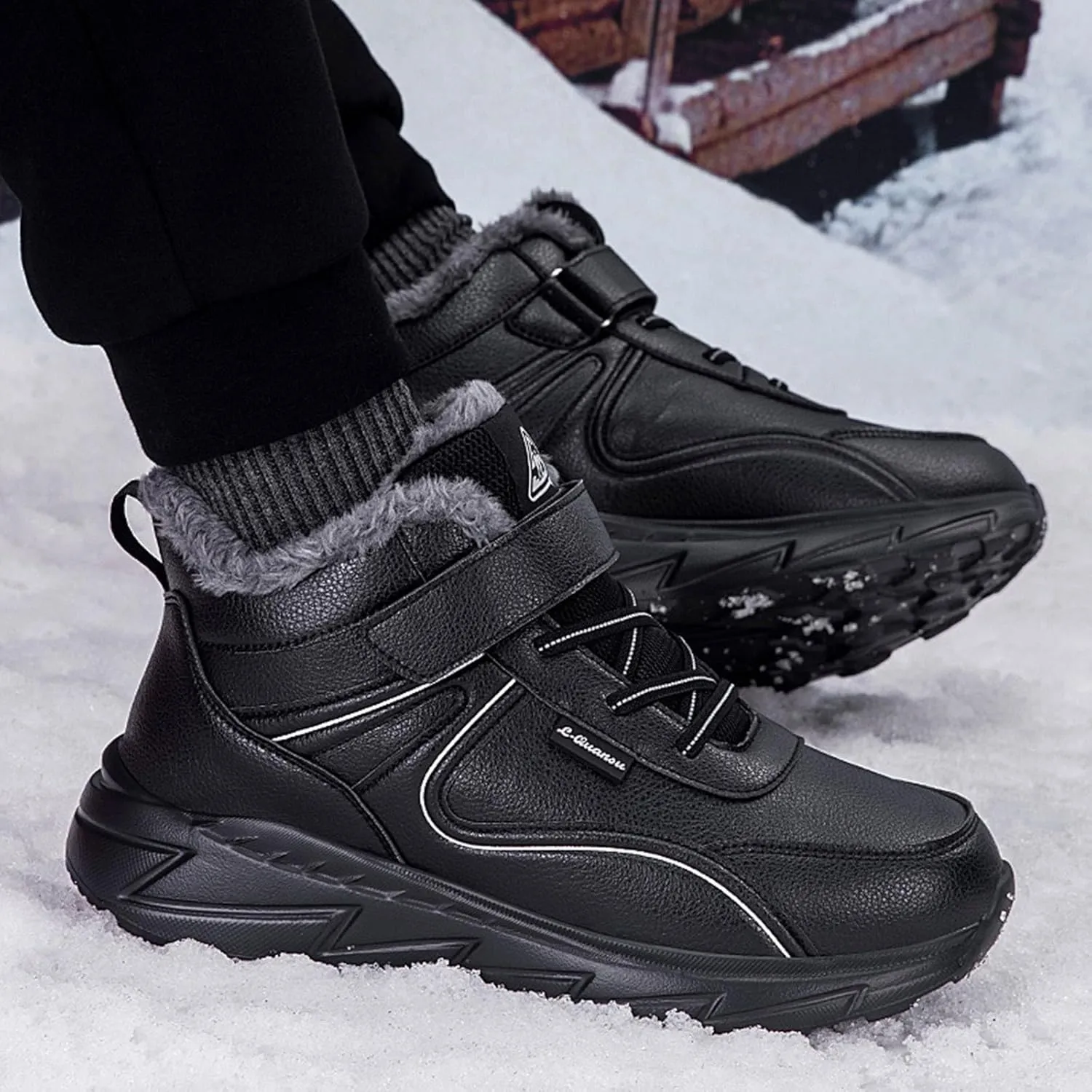 Work Boots for Men Soft Toe Hiking Sneakers Shoes with Fur Lined Women Safety Shoes Wide Width Waterproof Platform Botas Slip Resistant Hike Grounded Footwear
