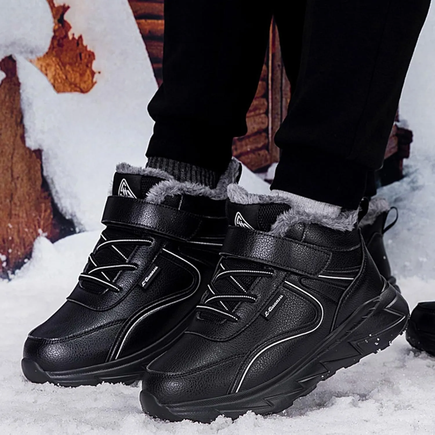 Work Boots for Men Soft Toe Hiking Sneakers Shoes with Fur Lined Women Safety Shoes Wide Width Waterproof Platform Botas Slip Resistant Hike Grounded Footwear
