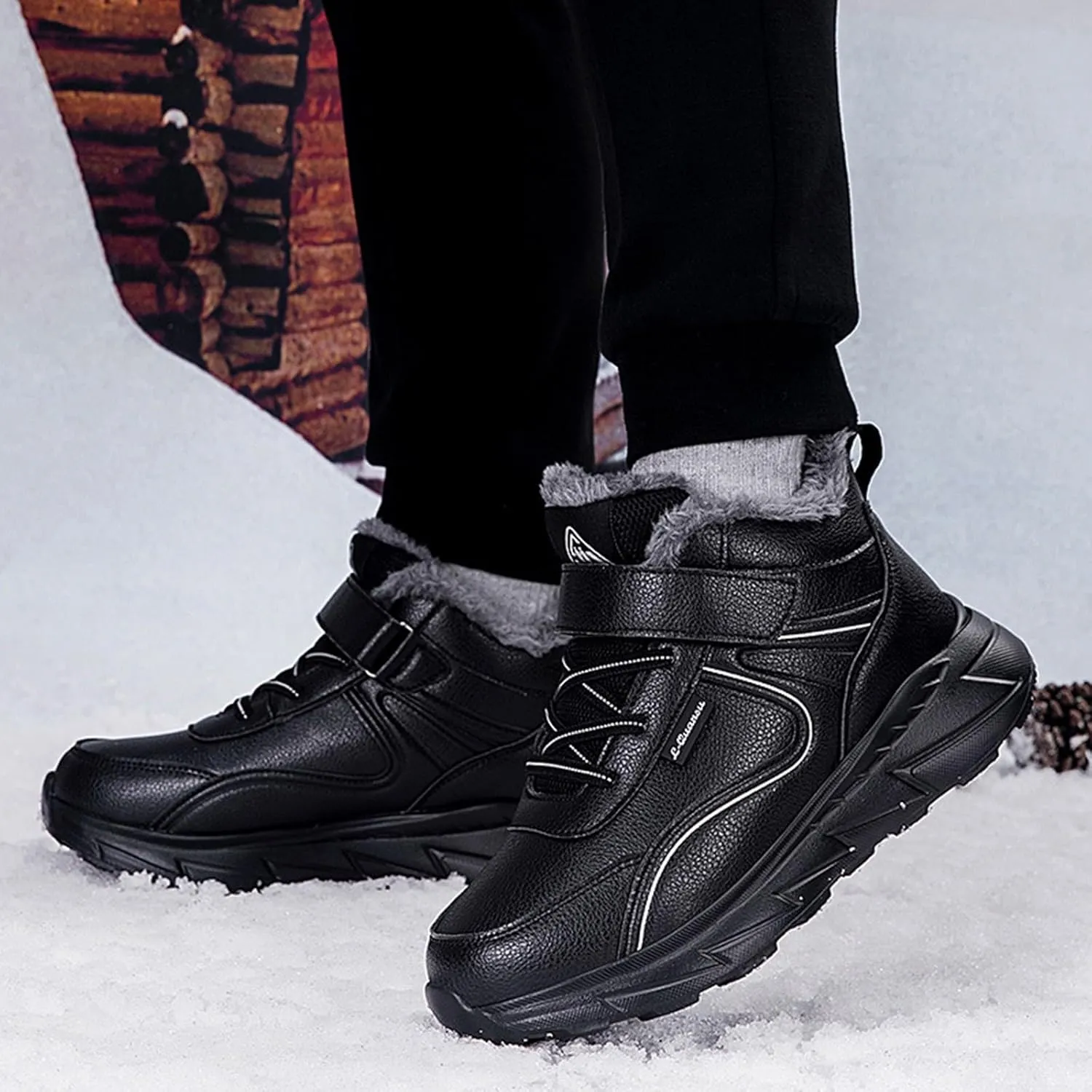 Work Boots for Men Soft Toe Hiking Sneakers Shoes with Fur Lined Women Safety Shoes Wide Width Waterproof Platform Botas Slip Resistant Hike Grounded Footwear